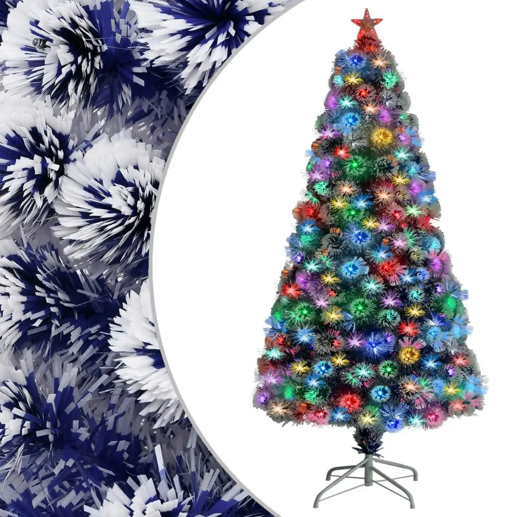 Artificial Pre-lit Christmas Tree White&Blue 120 cm Fibre Optic 329090