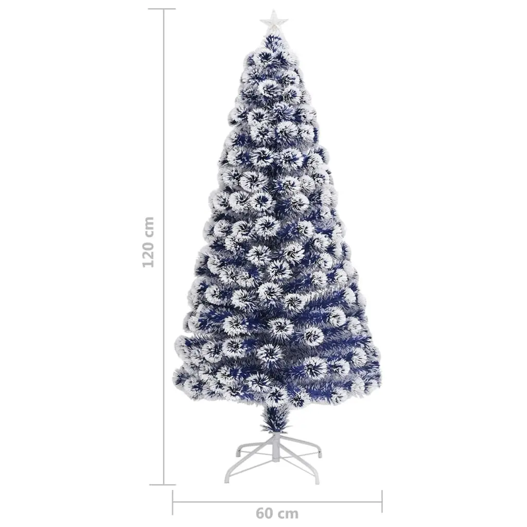 Artificial Pre-lit Christmas Tree White&Blue 120 cm Fibre Optic 329090