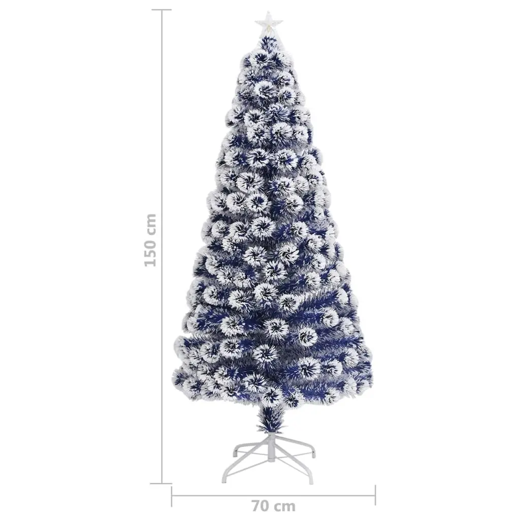 Artificial Pre-lit Christmas Tree White&Blue 150 cm Fibre Optic 329091