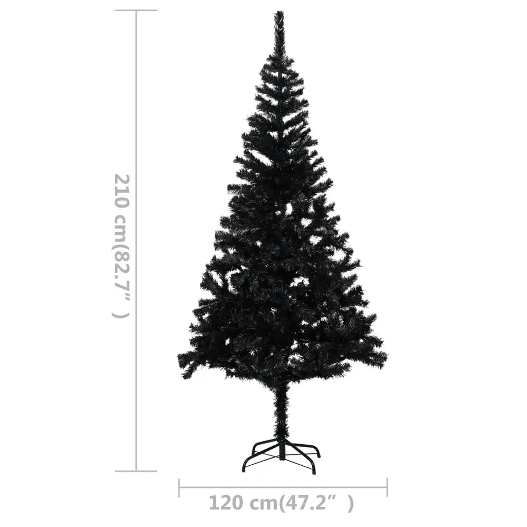 Artificial Pre-lit Christmas Tree with Ball Set Black 210 cm PVC 3077677