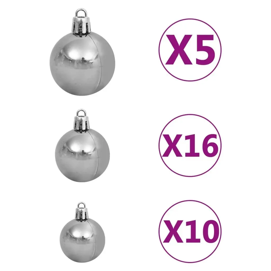 Artificial Pre-lit Christmas Tree with Ball Set Black 210 cm PVC 3077677