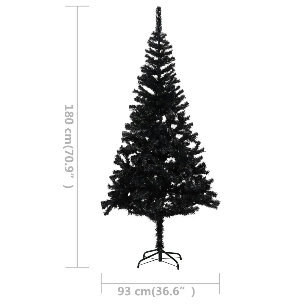 Artificial Pre-lit Christmas Tree with Ball Set Black 180 cm PVC 3077676