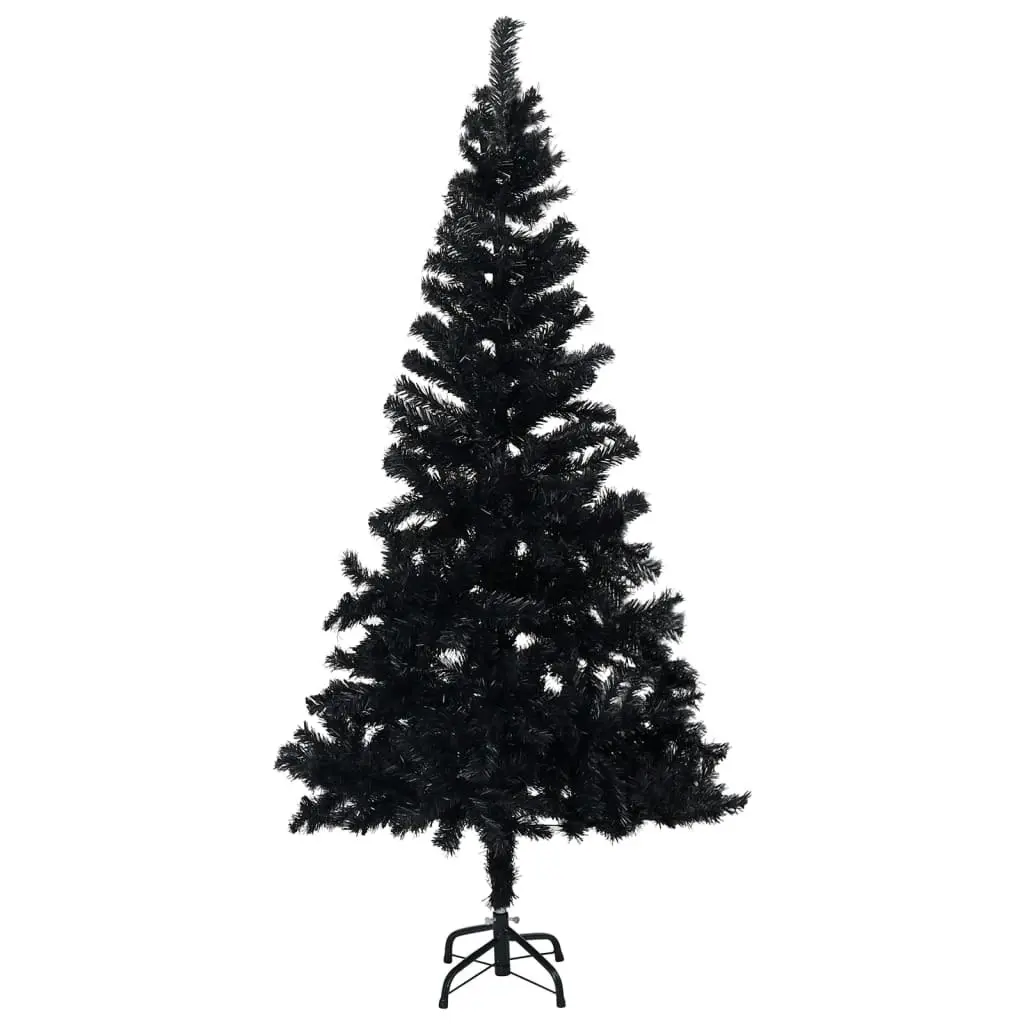 Artificial Pre-lit Christmas Tree with Ball Set Black 210 cm PVC 3077591