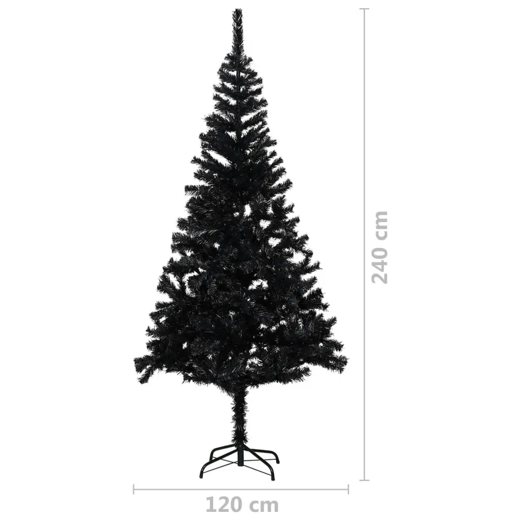 Artificial Pre-lit Christmas Tree with Ball Set Black 240 cm PVC 3077592