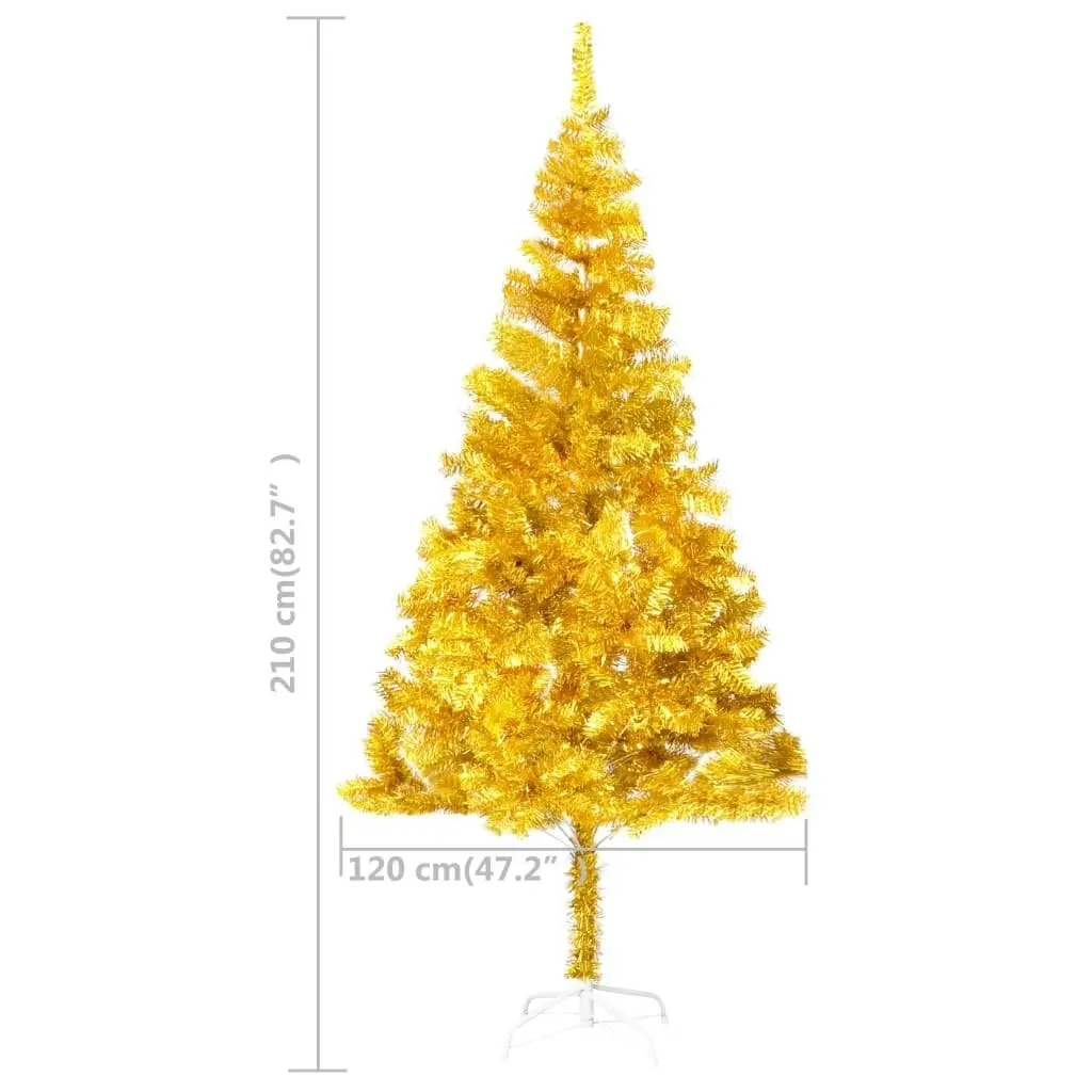 Artificial Pre-lit Christmas Tree with Ball Set Gold 210 cm PET 3077520