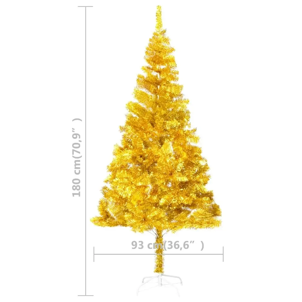 Artificial Pre-lit Christmas Tree with Ball Set Gold 180 cm PET 3077691