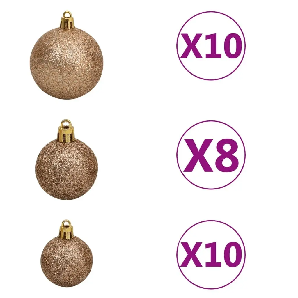 Artificial Pre-lit Christmas Tree with Ball Set Gold 210 cm PET 3077606