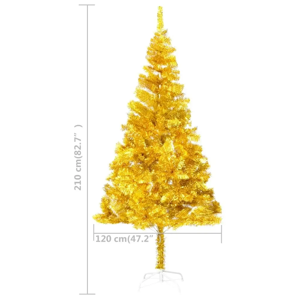 Artificial Pre-lit Christmas Tree with Ball Set Gold 210 cm PET 3077606