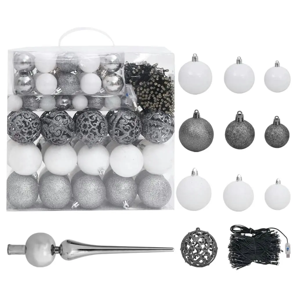 Artificial Pre-lit Christmas Tree with Ball Set L 240 cm White 3077668