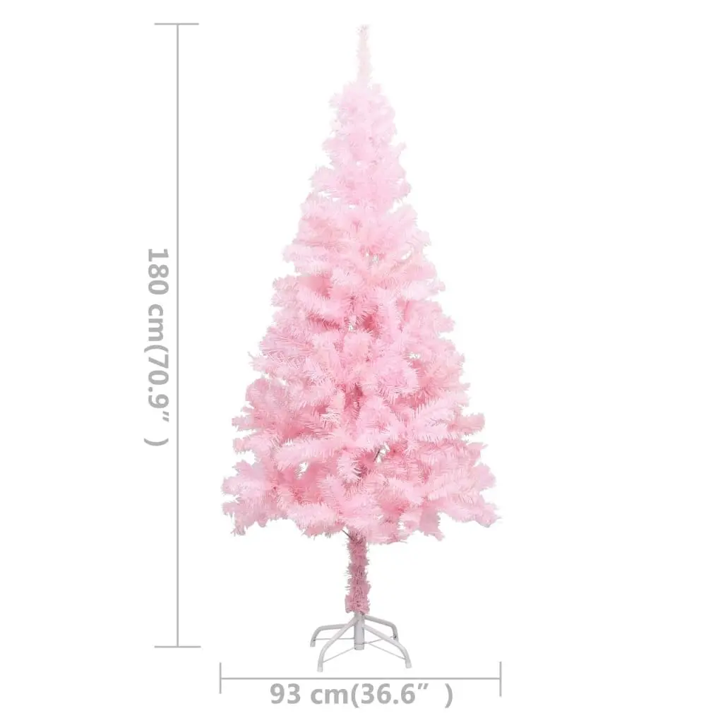 Artificial Pre-lit Christmas Tree with Ball Set Pink 180 cm PVC 3077671