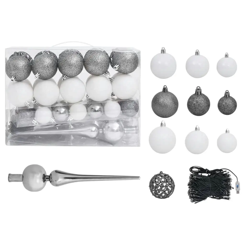 Artificial Pre-lit Christmas Tree with Ball Set Silver 120 cm PET 3077694