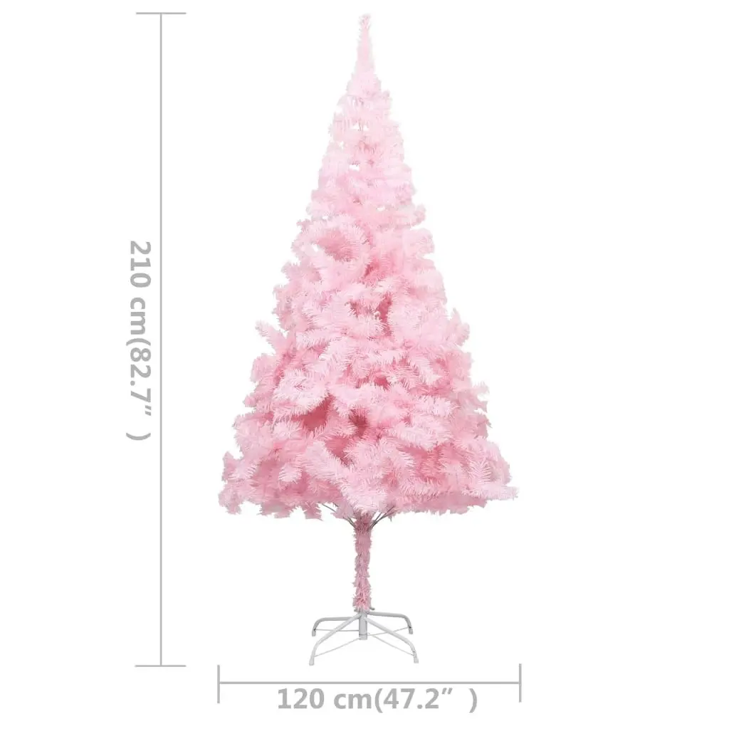 Artificial Pre-lit Christmas Tree with Ball Set Pink 210 cm PVC 3077672