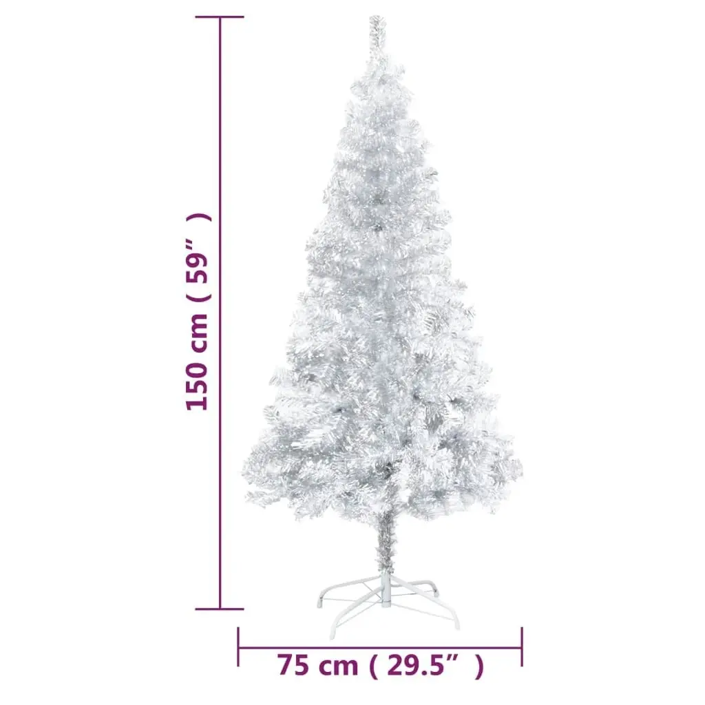 Artificial Pre-lit Christmas Tree with Ball Set Silver 150 cm PET 3077695