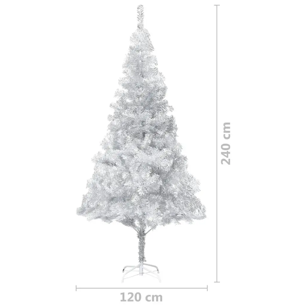 Artificial Pre-lit Christmas Tree with Ball Set Silver 240 cm PET 3077612