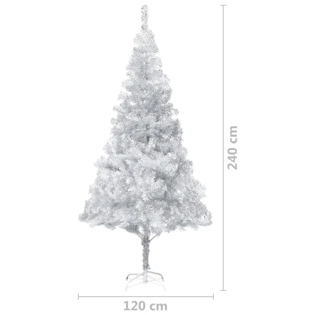 Artificial Pre-lit Christmas Tree with Ball Set Silver 240 cm PET 3077698