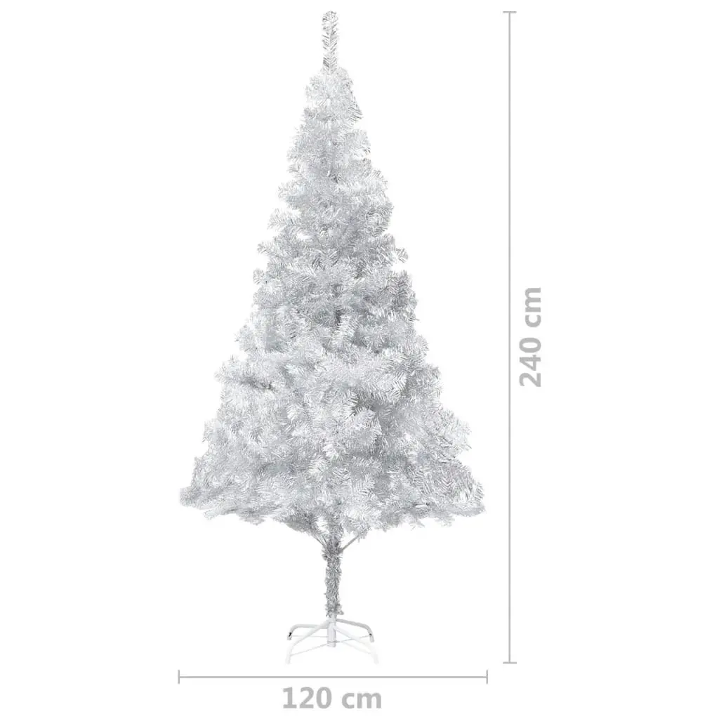 Artificial Pre-lit Christmas Tree with Ball Set Silver 240 cm PET 3077526