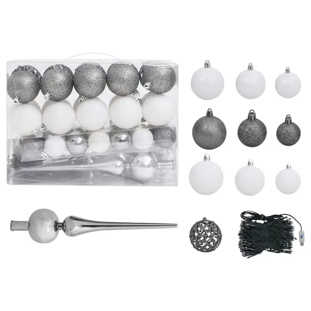 Artificial Pre-lit Christmas Tree with Ball Set White 120 cm 3077718