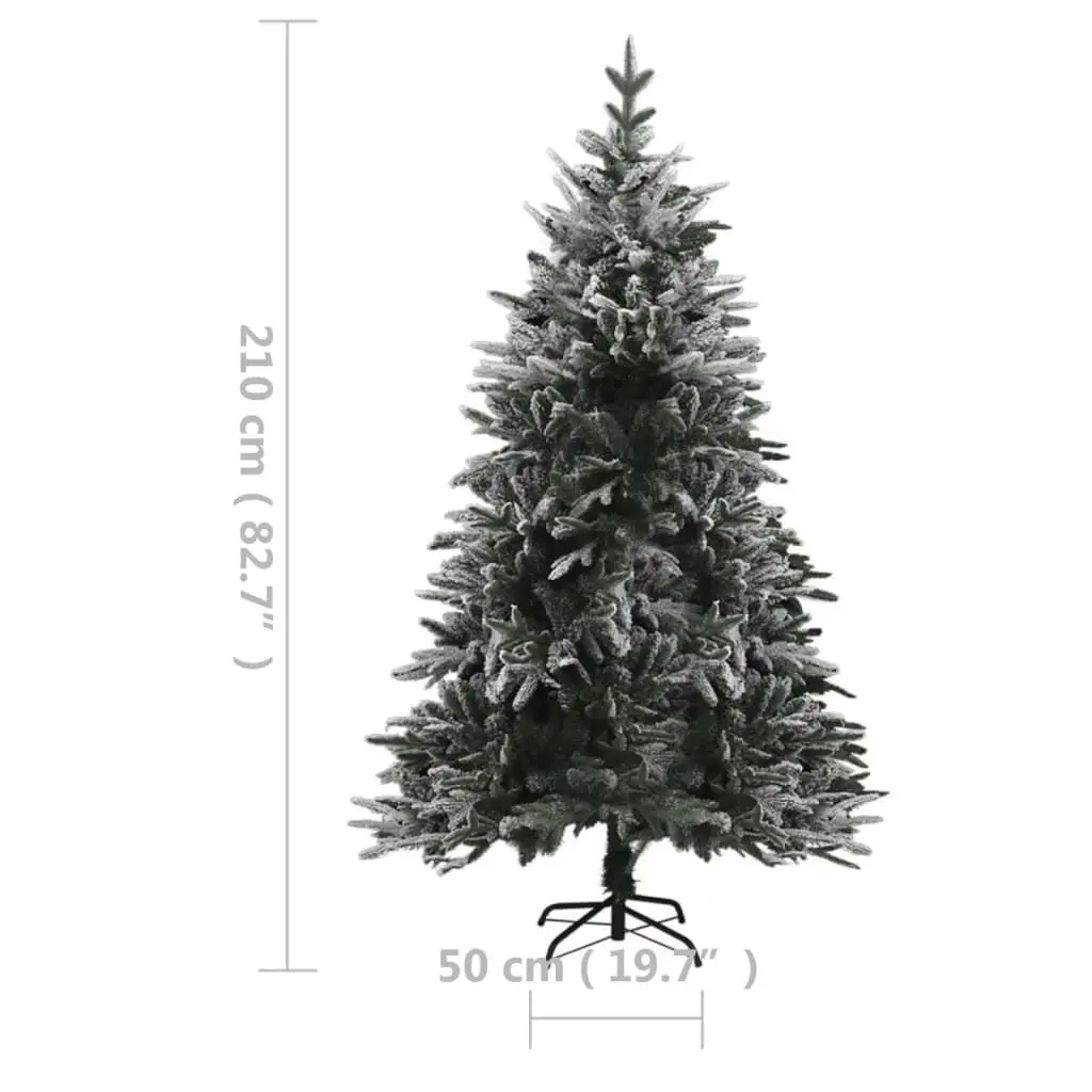 Artificial Pre-lit Christmas Tree with Flocked Snow 210 cm PVC&PE 3077786