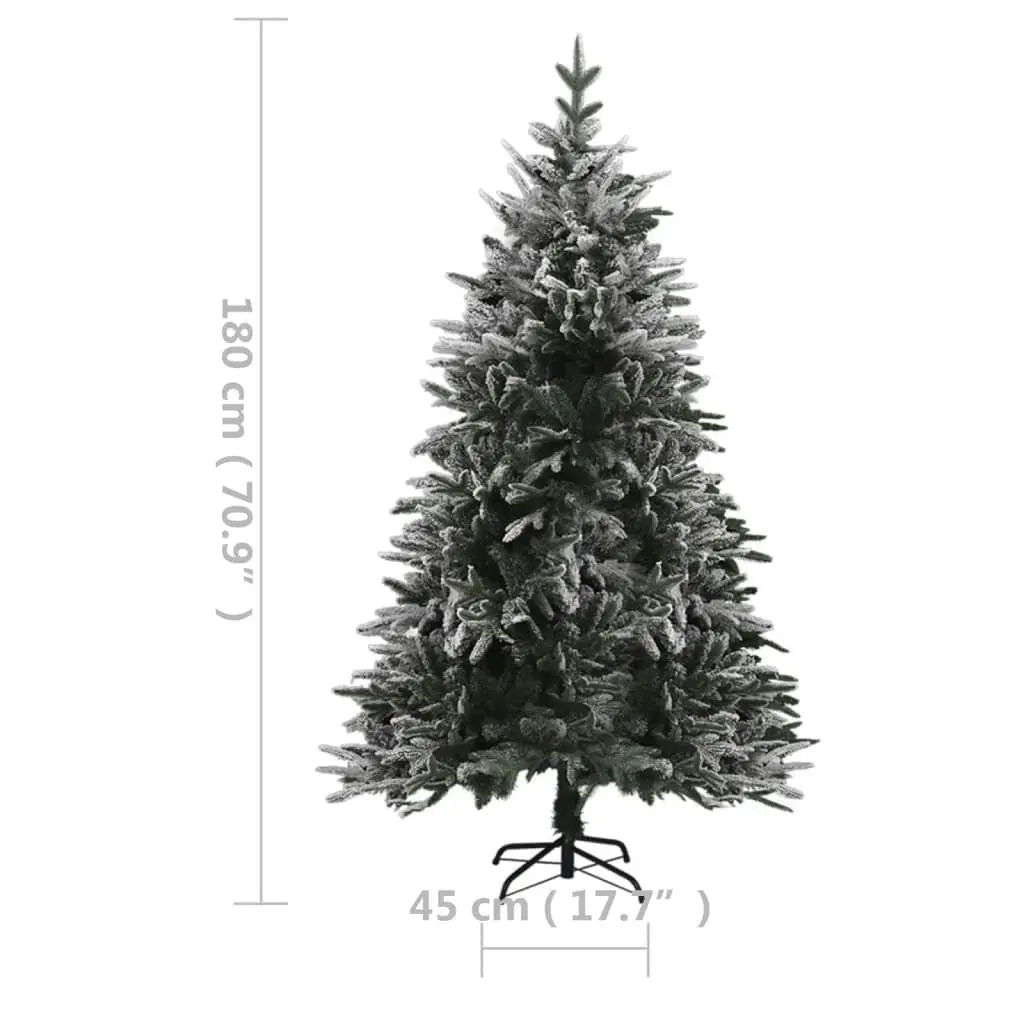 Artificial Pre-lit Christmas Tree with Flocked Snow 180 cm PVC&PE 3077785