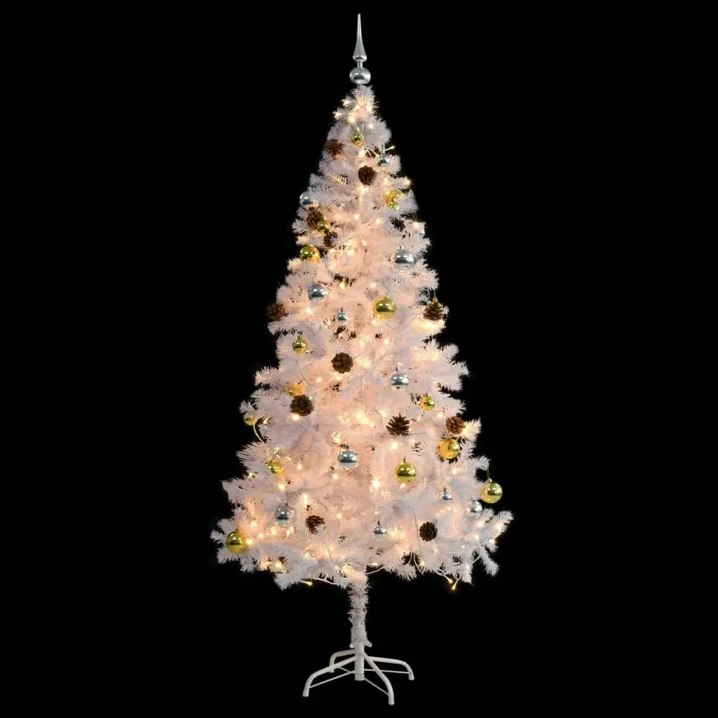 Artificial Pre-lit Christmas Tree with Baubles White 180 cm 321503