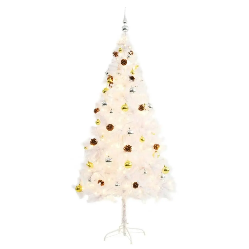 Artificial Pre-lit Christmas Tree with Baubles White 180 cm 321503