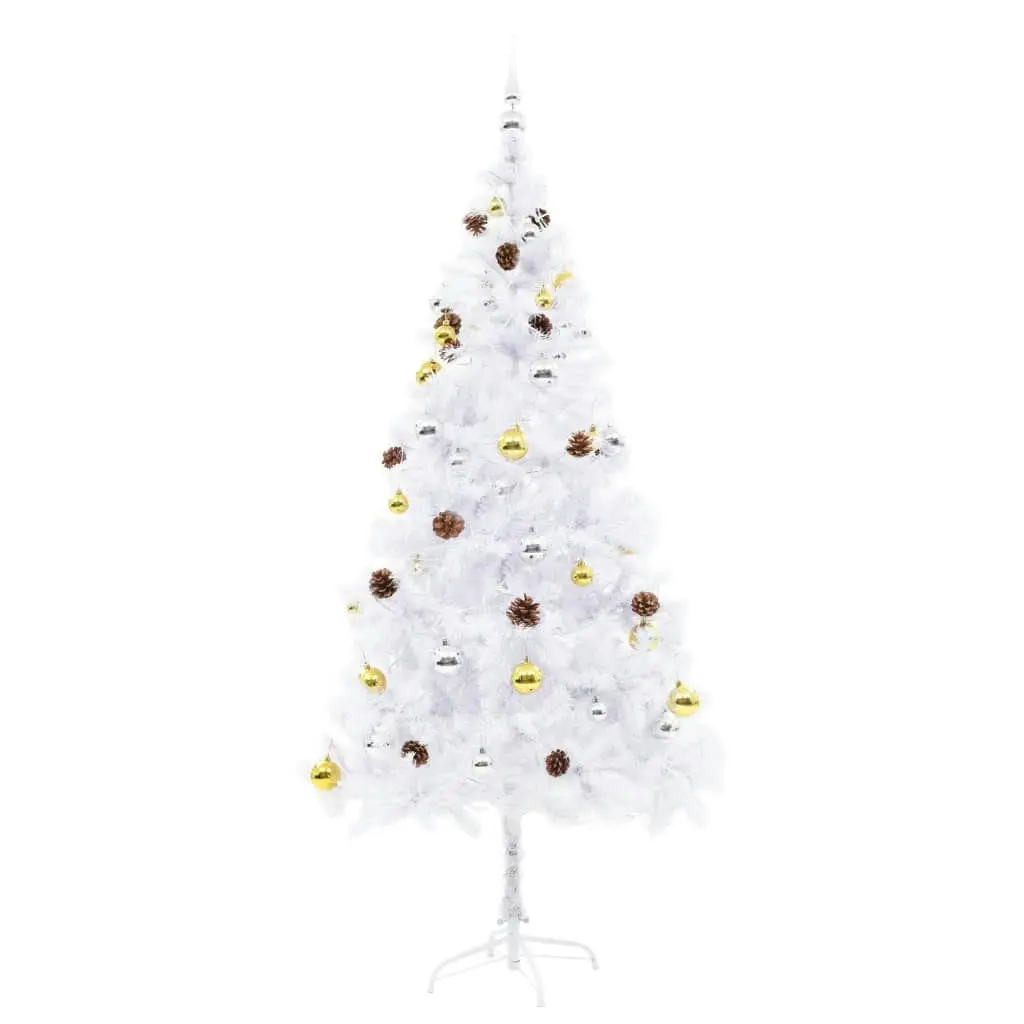 Artificial Pre-lit Christmas Tree with Baubles White 180 cm 321503