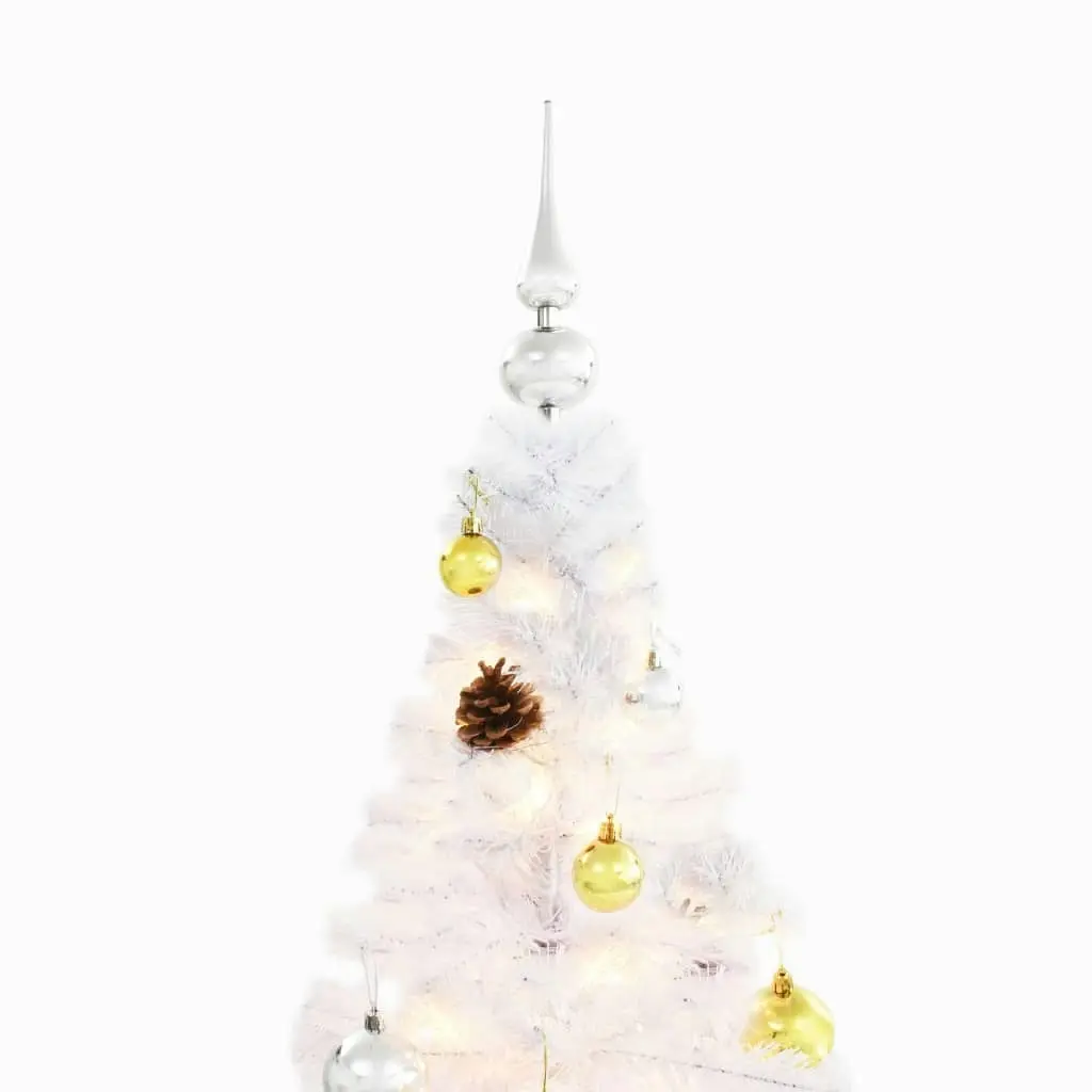 Artificial Pre-lit Christmas Tree with Baubles White 180 cm 321503