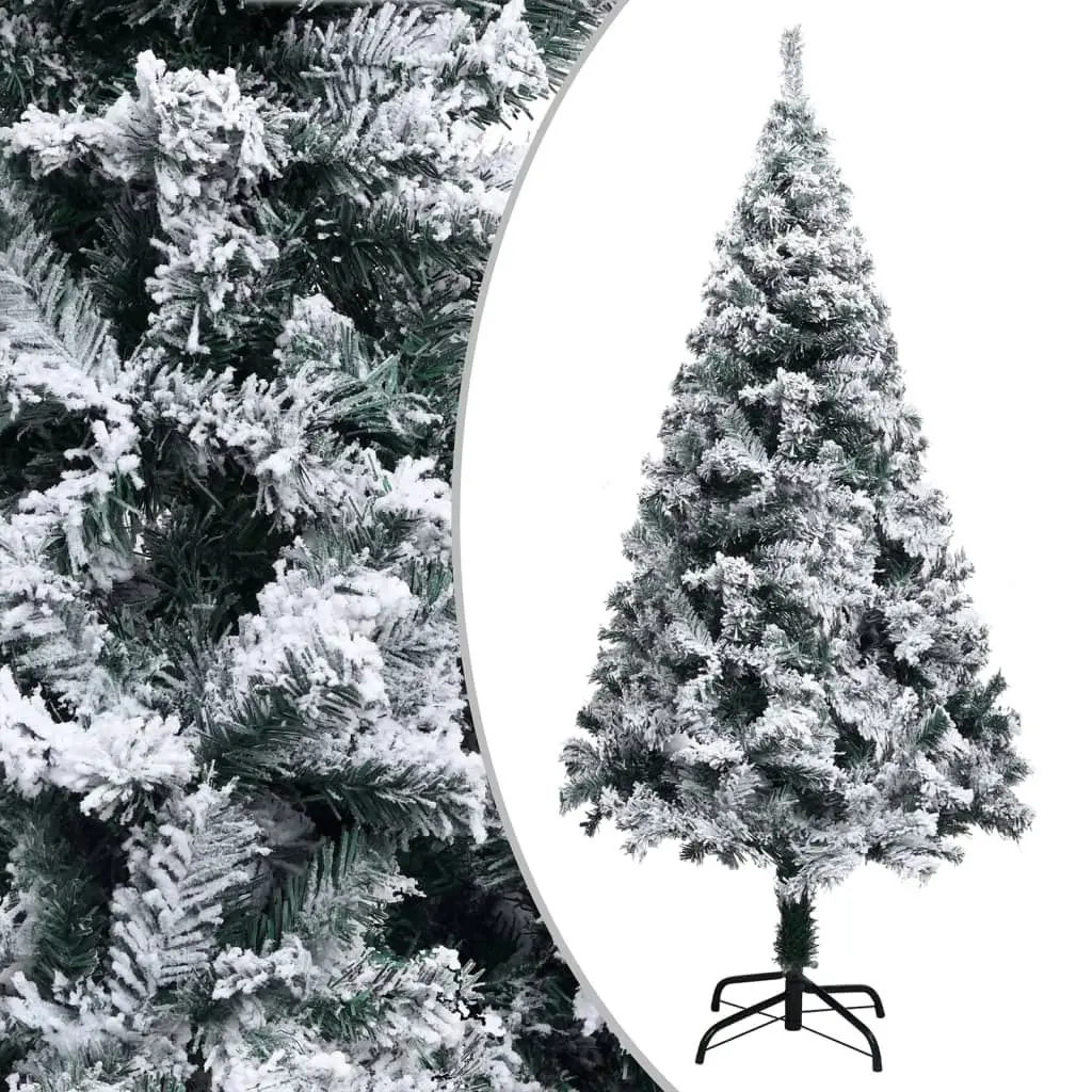 Artificial Pre-lit Christmas Tree with Flocked Snow Green 150 cm 3077766