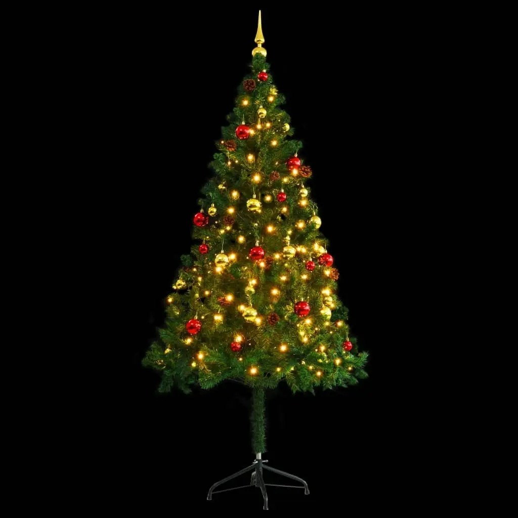 Artificial Pre-lit Christmas Tree with Baubles Green 180 cm 321500