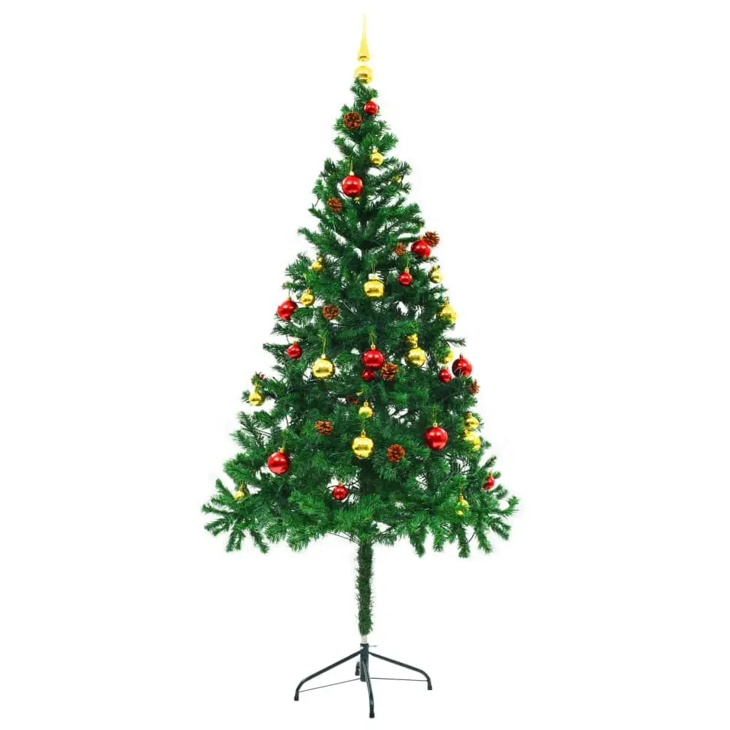 Artificial Pre-lit Christmas Tree with Baubles Green 180 cm 321500