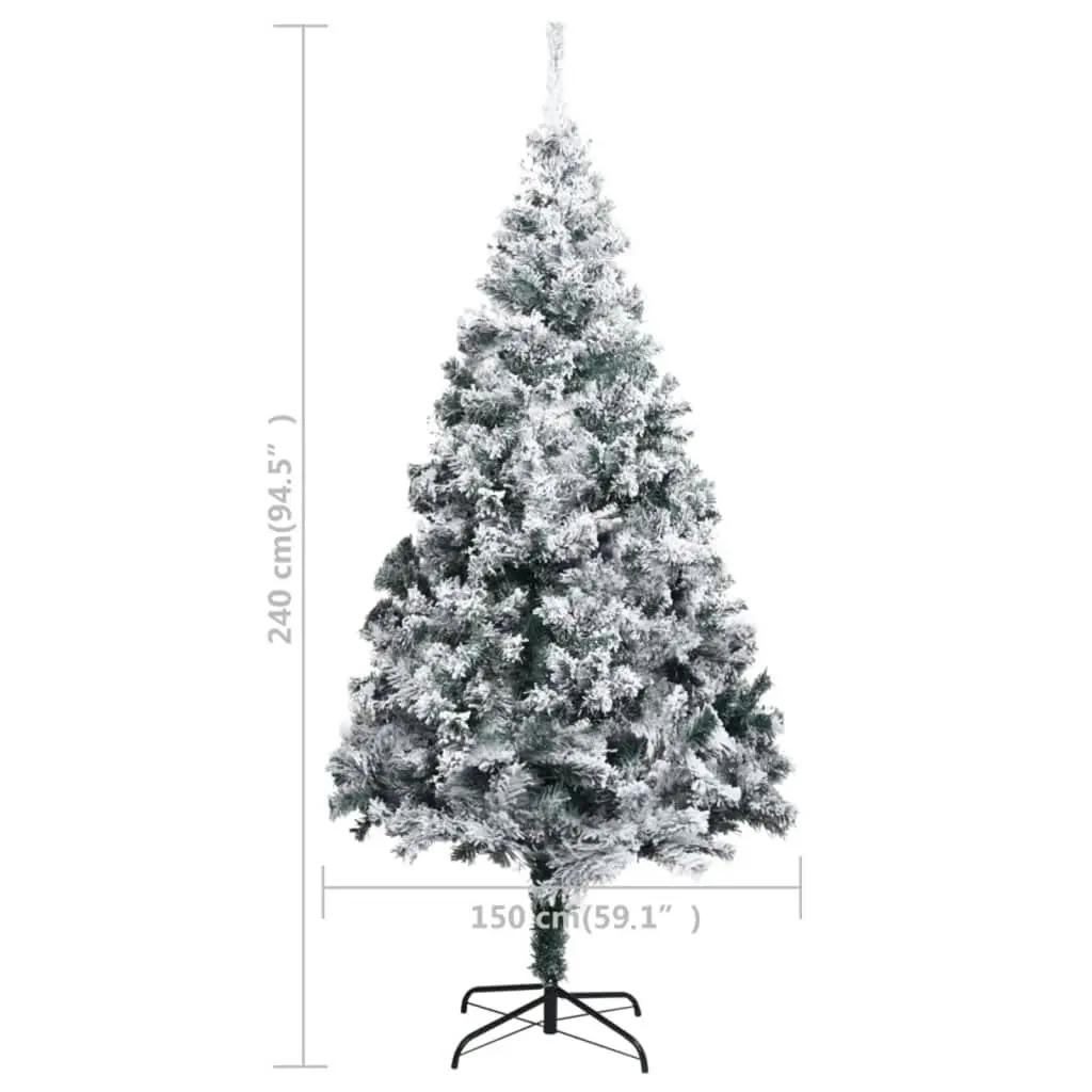 Artificial Pre-lit Christmas Tree with Flocked Snow Green 240 cm 3077769