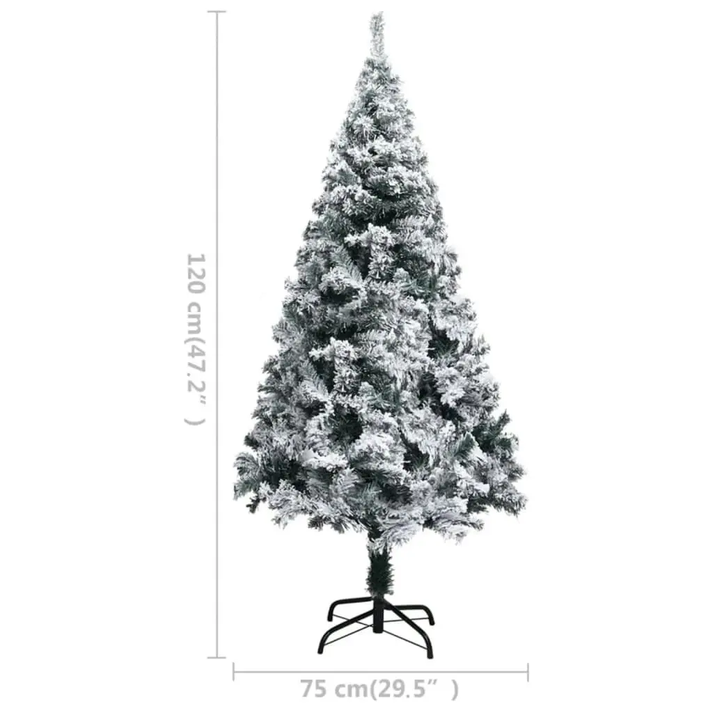 Artificial Pre-lit Christmas Tree with Flocked Snow Green 120 cm 3077765