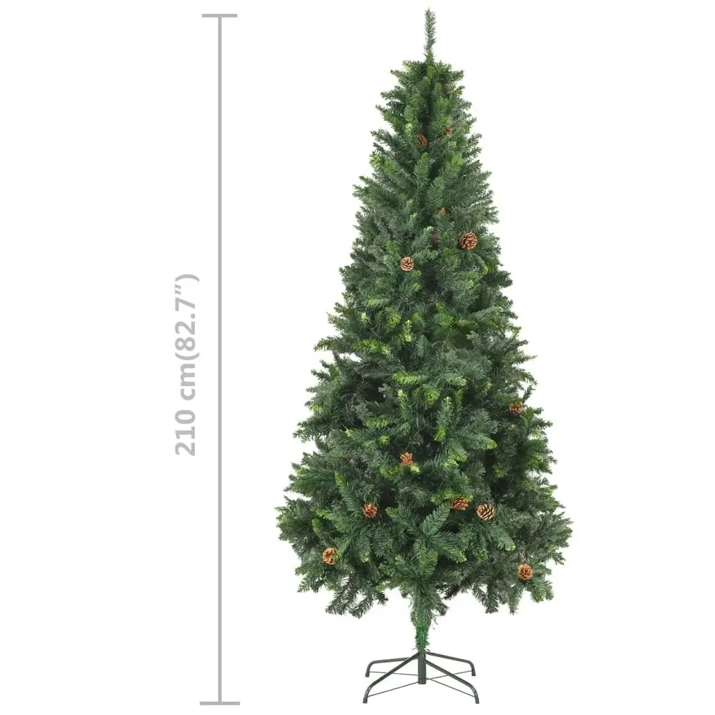 Artificial Pre-lit Christmas Tree with Ball Set&Pine Cones 210 cm 3077846