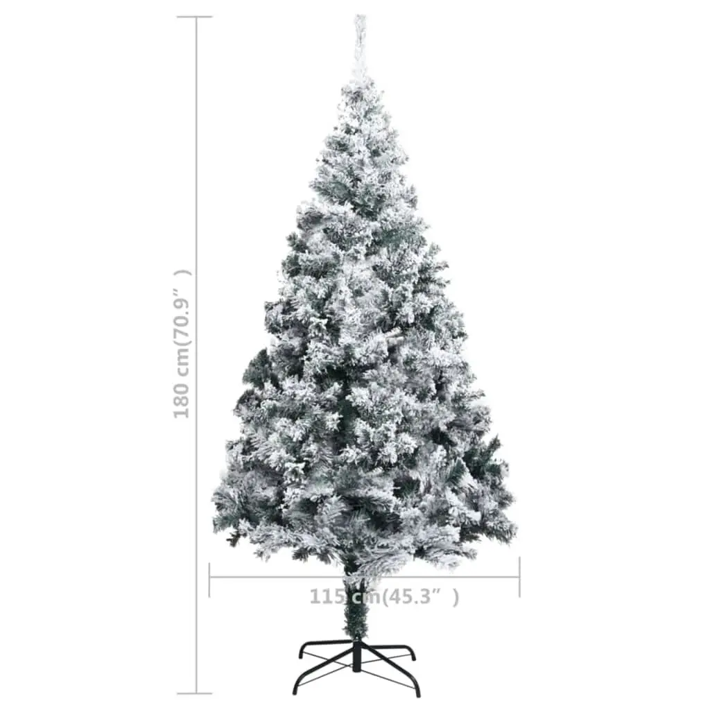 Artificial Pre-lit Christmas Tree with Flocked Snow Green 180 cm 3077767