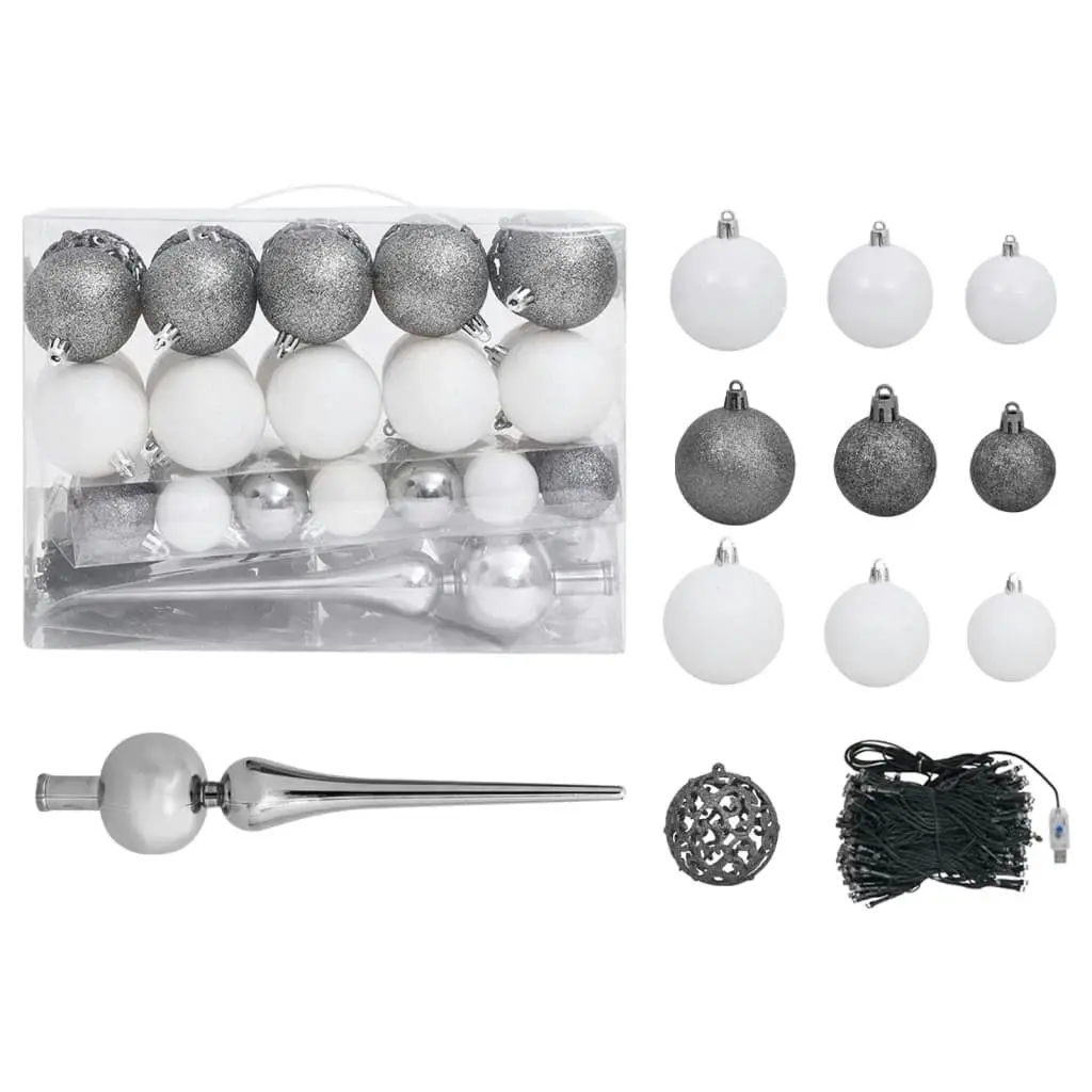 Artificial Pre-lit Christmas Tree with Ball Set White 90 cm 3077717