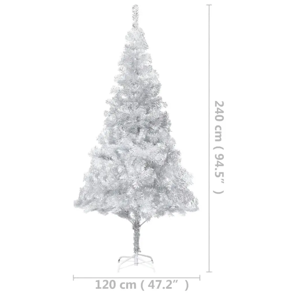 Artificial Pre-lit Christmas Tree with Stand Silver 240 cm PET 3077440