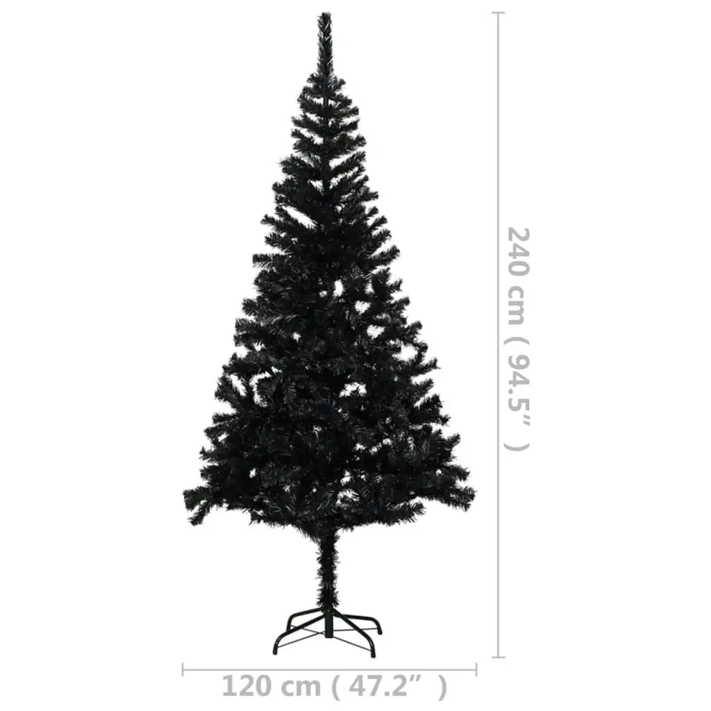 Artificial Pre-lit Christmas Tree with Stand Black 240 cm PVC 3077420