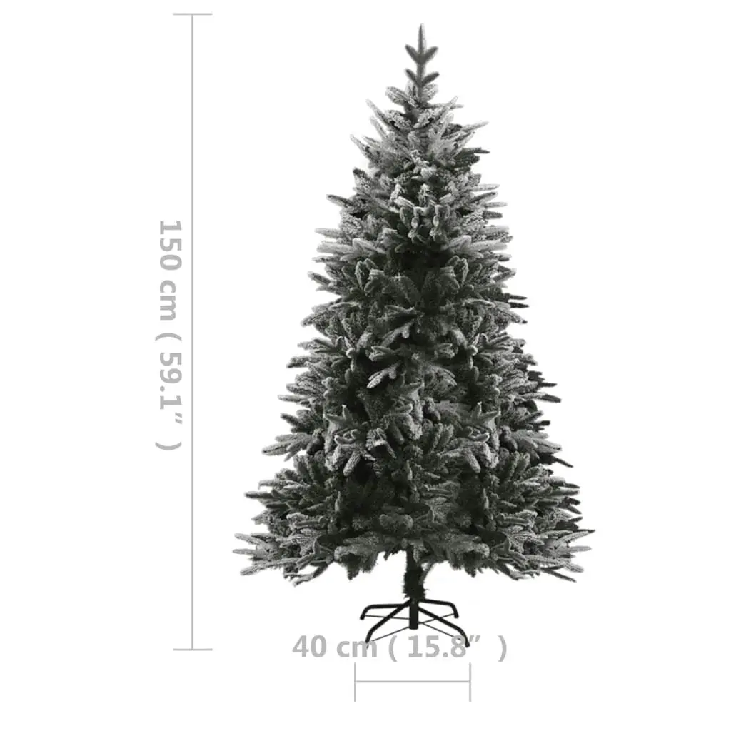 Artificial Pre-lit Christmas Tree with Flocked Snow 150 cm PVC&PE 3077784