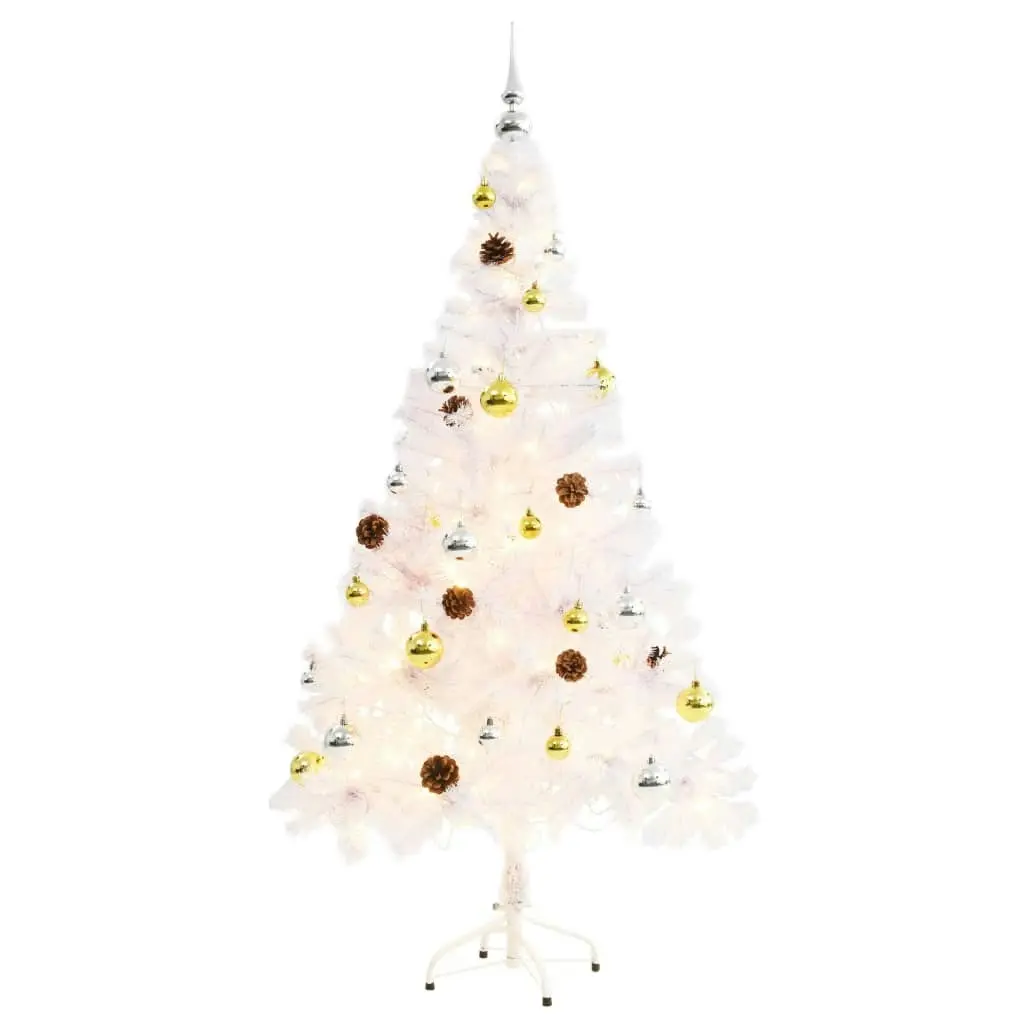 Artificial Pre-lit Christmas Tree with Baubles White 150 cm 321502