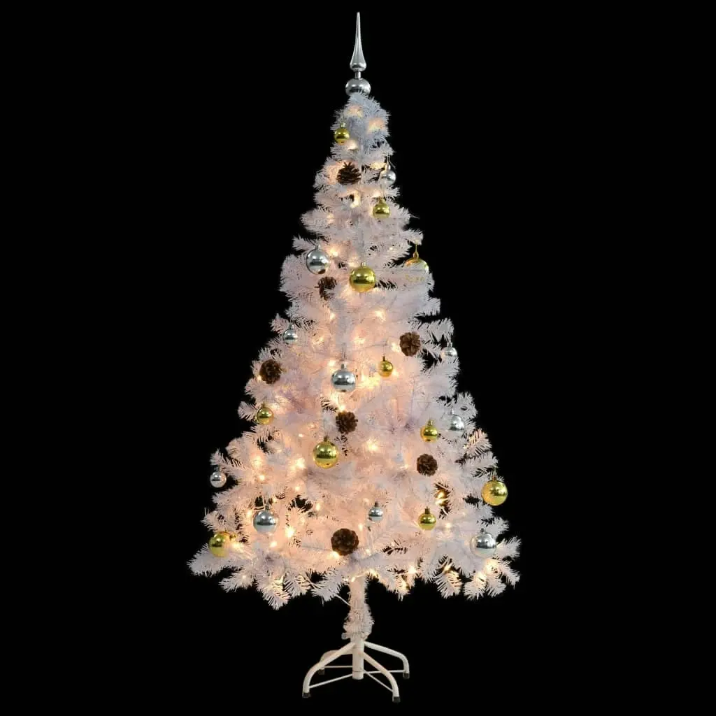 Artificial Pre-lit Christmas Tree with Baubles White 150 cm 321502