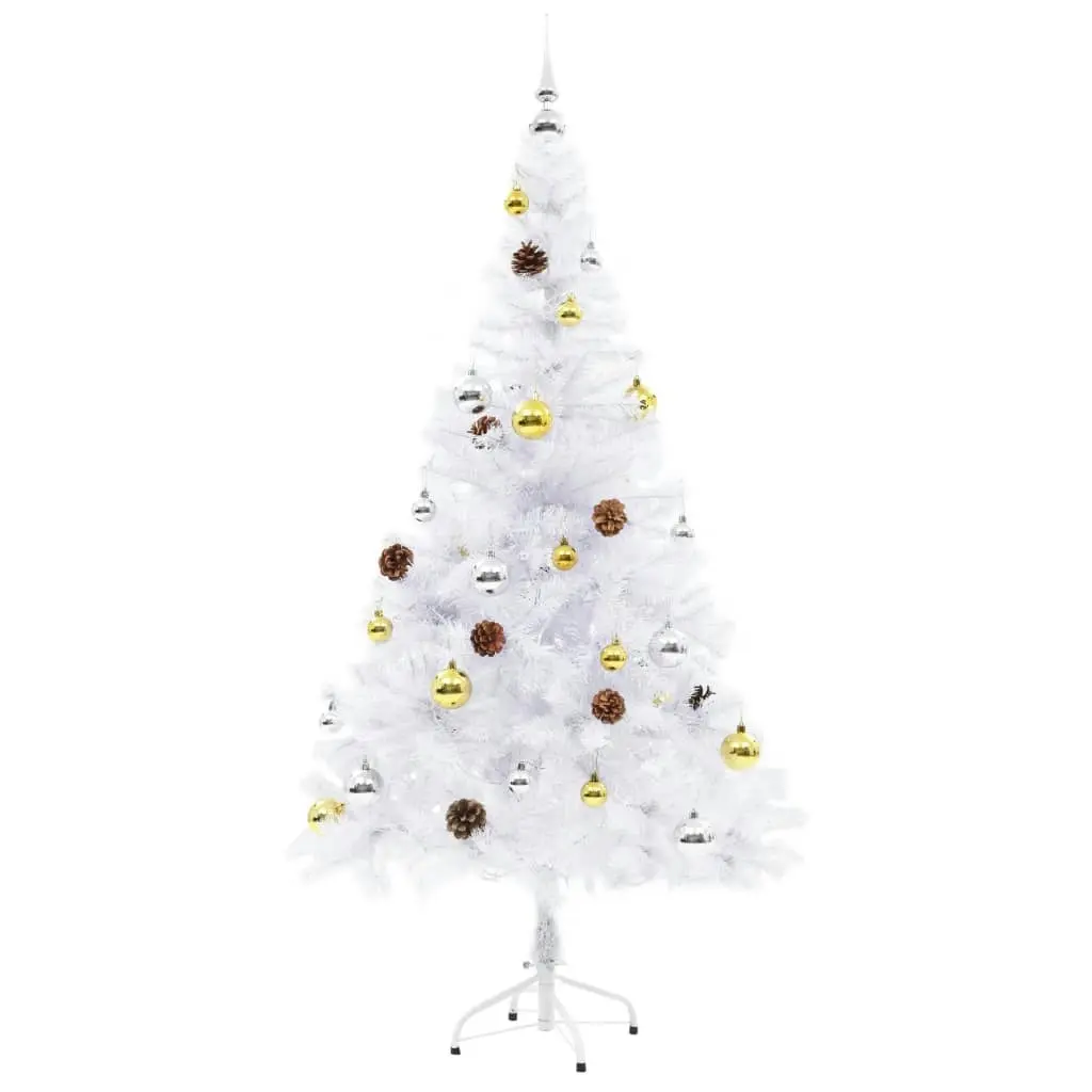 Artificial Pre-lit Christmas Tree with Baubles White 150 cm 321502