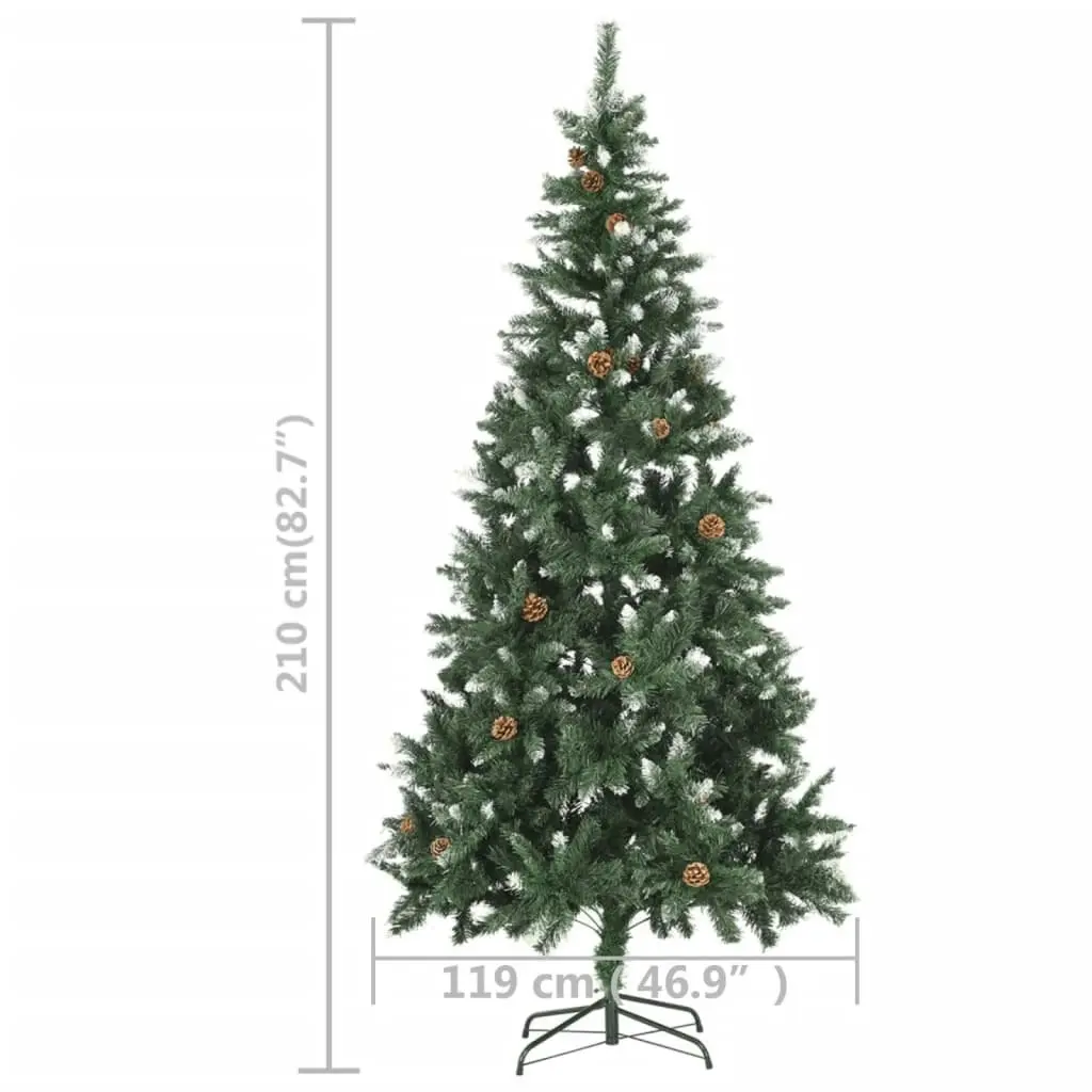 Artificial Pre-lit Christmas Tree with Pine Cones 210 cm 3077748