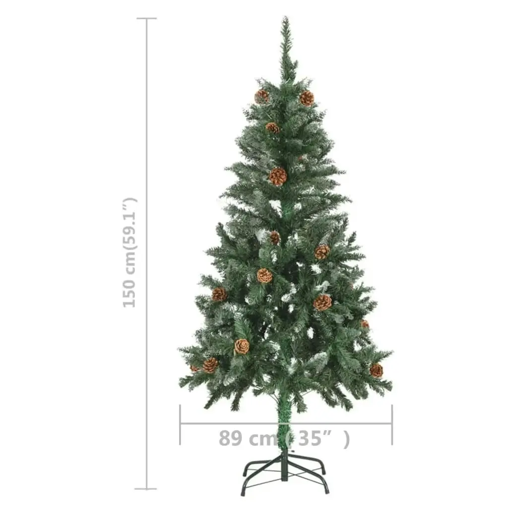 Artificial Pre-lit Christmas Tree with Pine Cones 150 cm 3077746