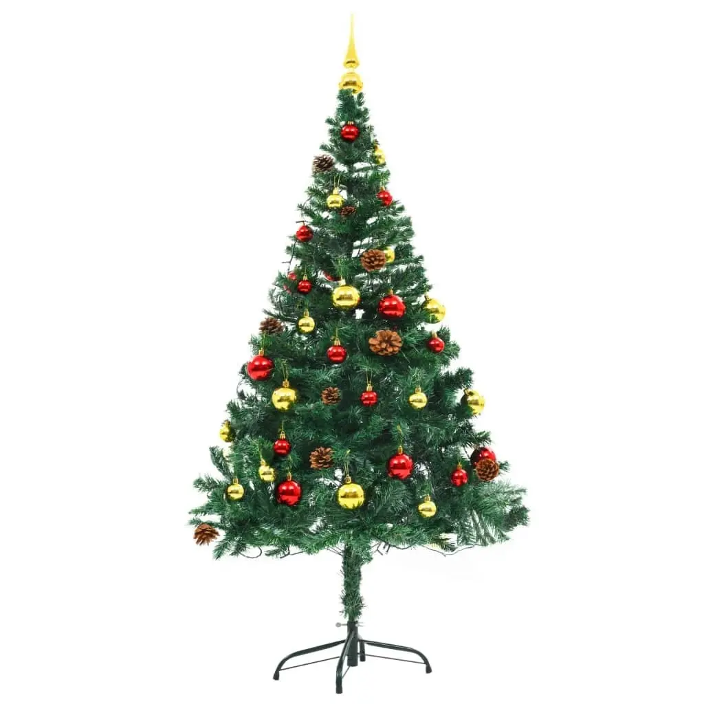 Artificial Pre-lit Christmas Tree with Baubles Green 150 cm 321499