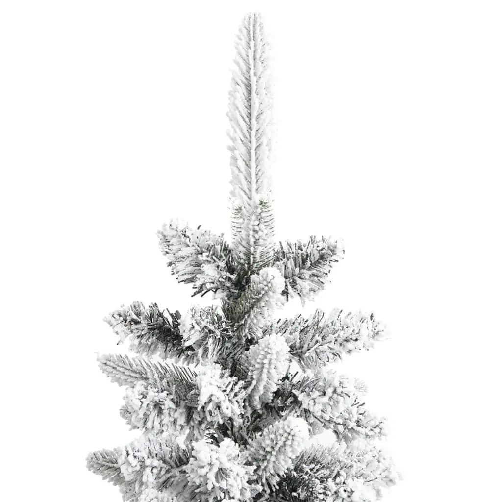 Artificial Slim Christmas Tree with Flocked Snow 210 cm PVC&PE 345196