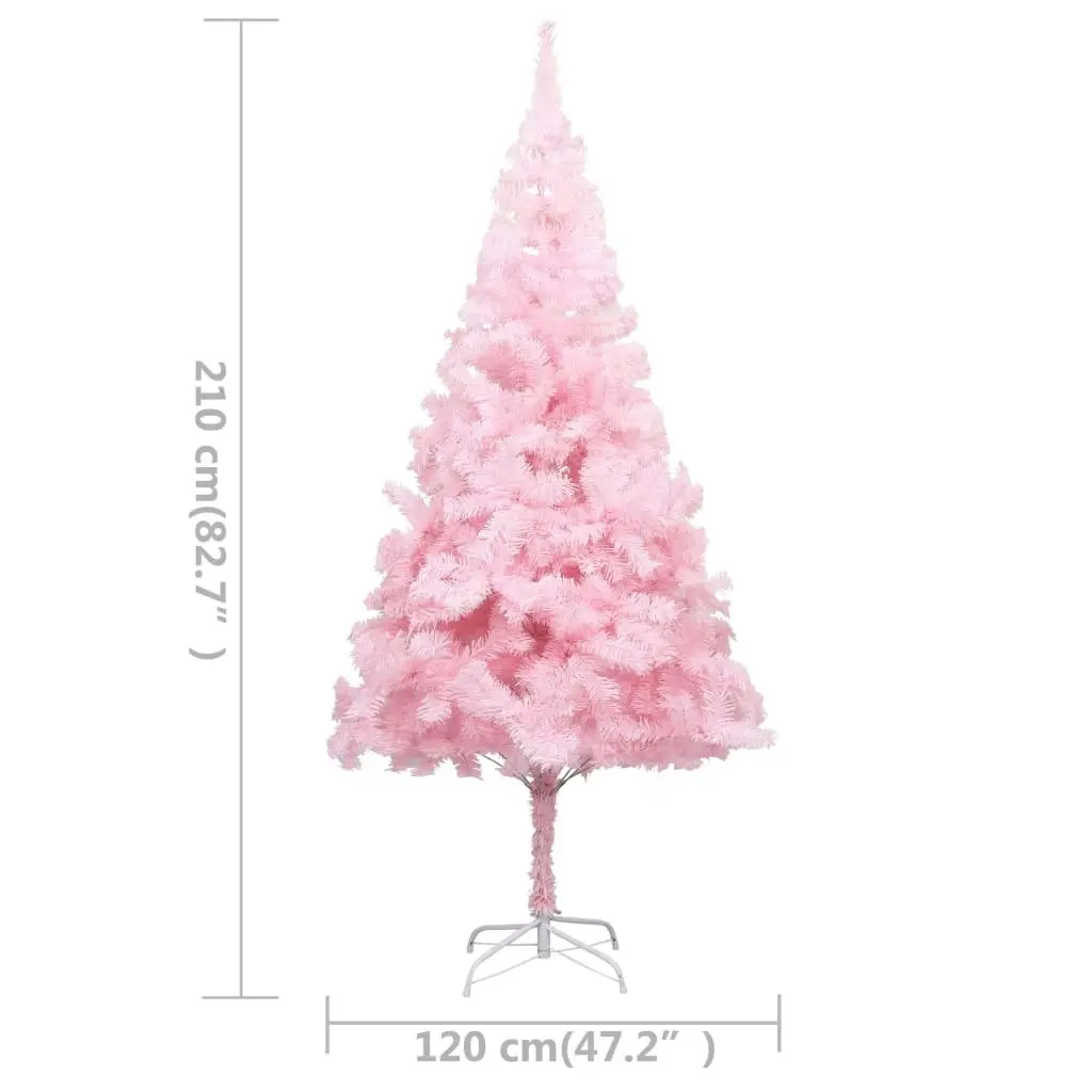 Artificial Pre-lit Christmas Tree with Stand Pink 210 cm PVC 3077414