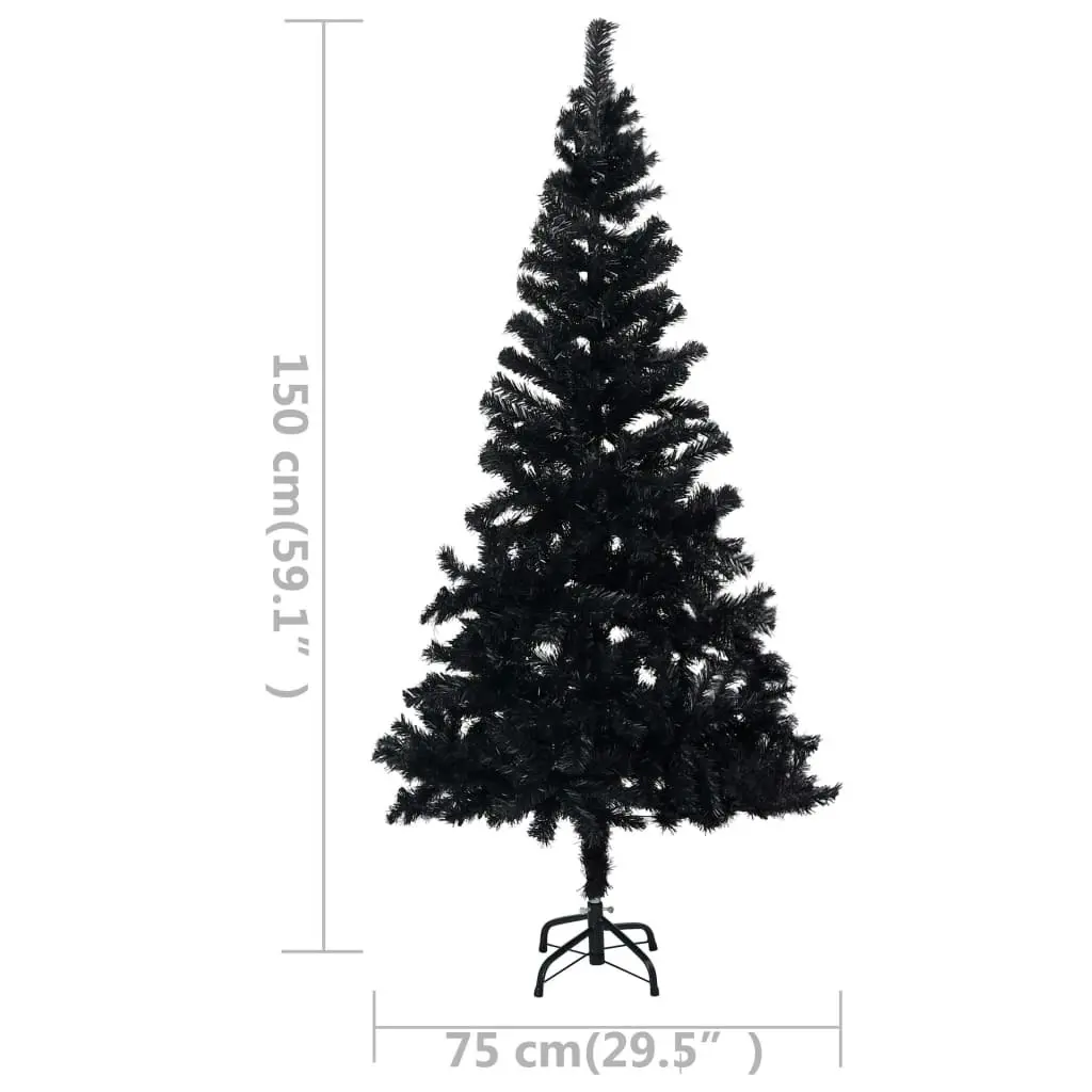 Artificial Pre-lit Christmas Tree with Stand Black 150 cm PVC 3077417