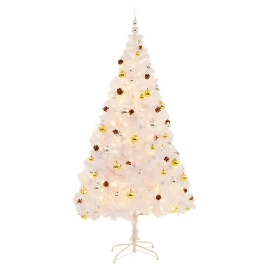 Artificial Pre-lit Christmas Tree with Baubles White 210 cm 321504