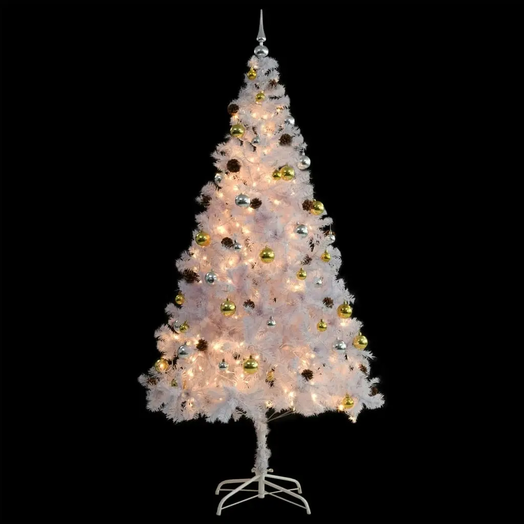 Artificial Pre-lit Christmas Tree with Baubles White 210 cm 321504