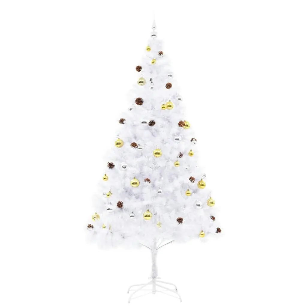 Artificial Pre-lit Christmas Tree with Baubles White 210 cm 321504